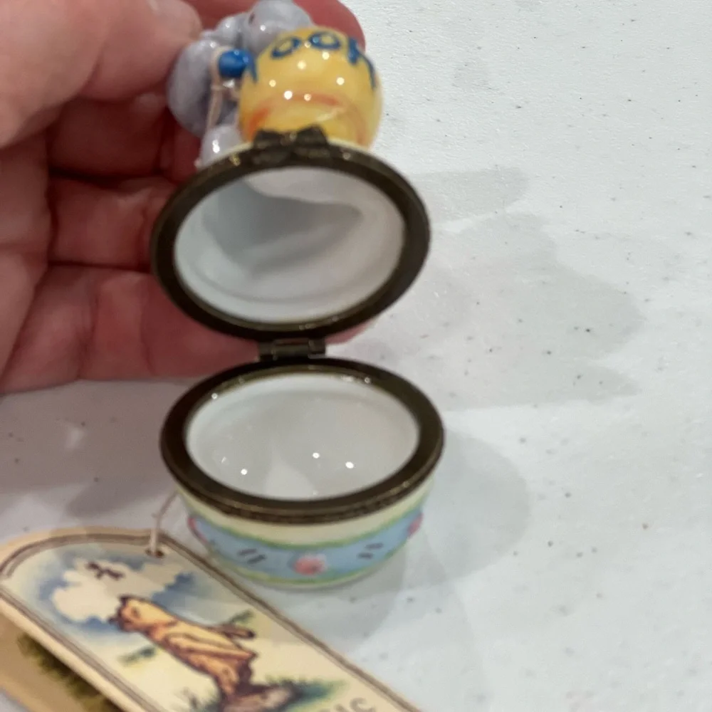 Ceramic Trinket Box - Gray and Yellow - Picture 3 of 3